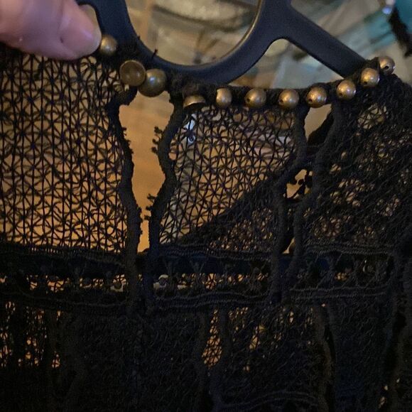 Maeve by Anthropology black lace blouse with bronze studs throughout - Picture 13 of 16